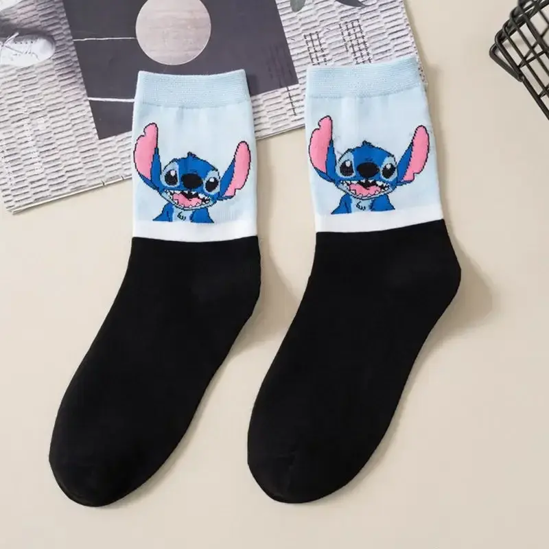 Disney Anime Stich Kinder Baumwolle Socken Figuren drucken Cartoon Muster atmungsaktive mittlere Socken Winter Wärme Kinder Geschenke