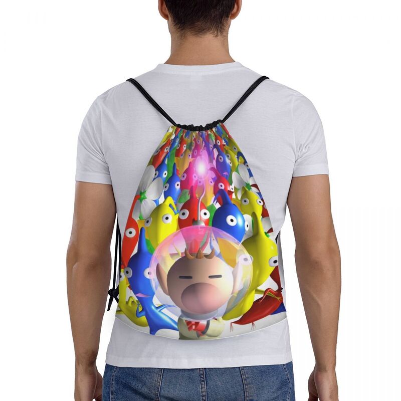 Pikmins-mochila con cordón personalizada para hombre y mujer, bolso ligero para gimnasio, deportes, Yoga