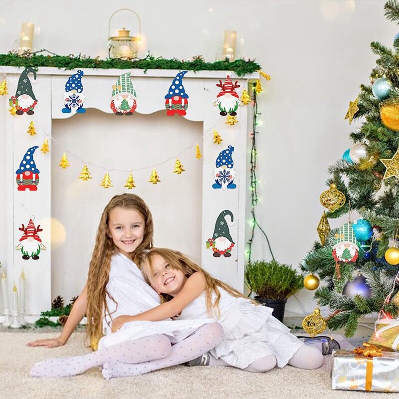 Adornos colgantes de madera en blanco sin terminar, 50 piezas, Papá Noel, árbol de Navidad, decoración artesanal para el hogar