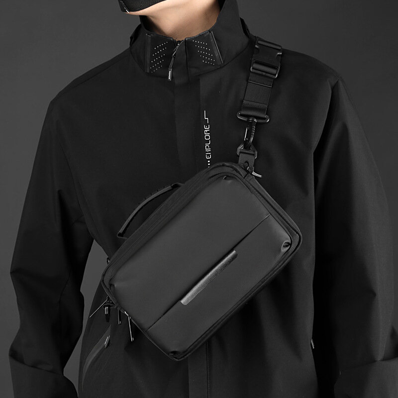 男性用ショルダーストラップ付きカジュアルメッセンジャーバッグ,チェストストラップ,高品質のビジネスチェストバッグ,2022, 2024