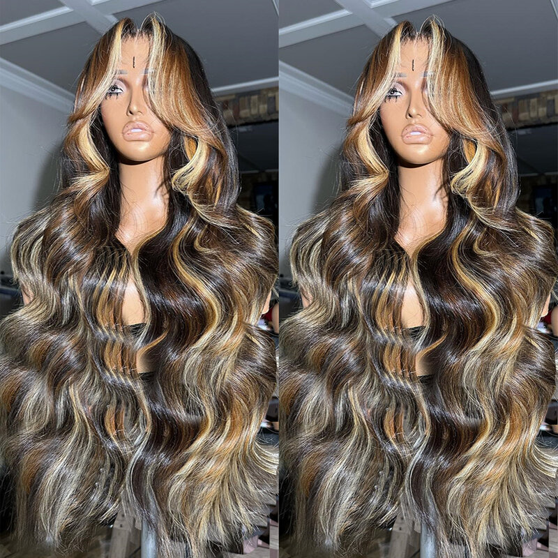 30 Inch Colored Highlight Human Hair Wigs Body Wave 13x6 Hd Transparent Lace Front Wig For Women Brazilian 13x4 Lace Frontal Wig