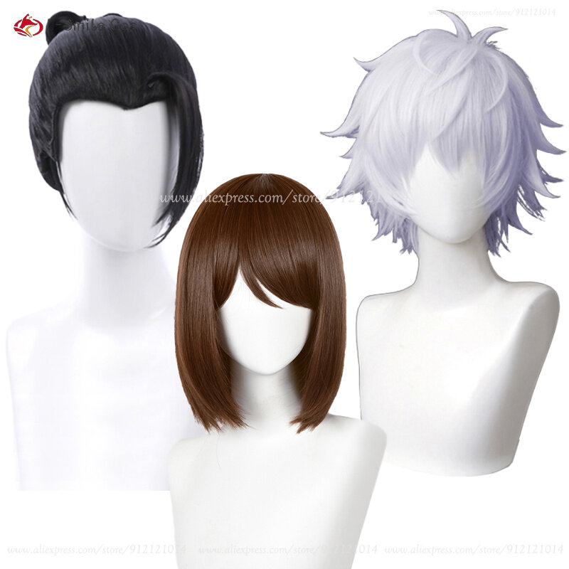 Anime Gojo Satoru Geto Suguru Geto Ieiri Shoko Cosplay Wig Silver Purple/Black/Brown Wig Heat Resistant Synthetic Hair + Wig Cap