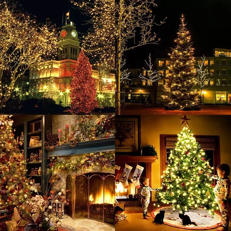 Guirxiété lumineuse LED d'extérieur pour Noël, décoration lumineuse féerique, éclairage de vacances, guirxiété d'arbre, 10m, 100LED