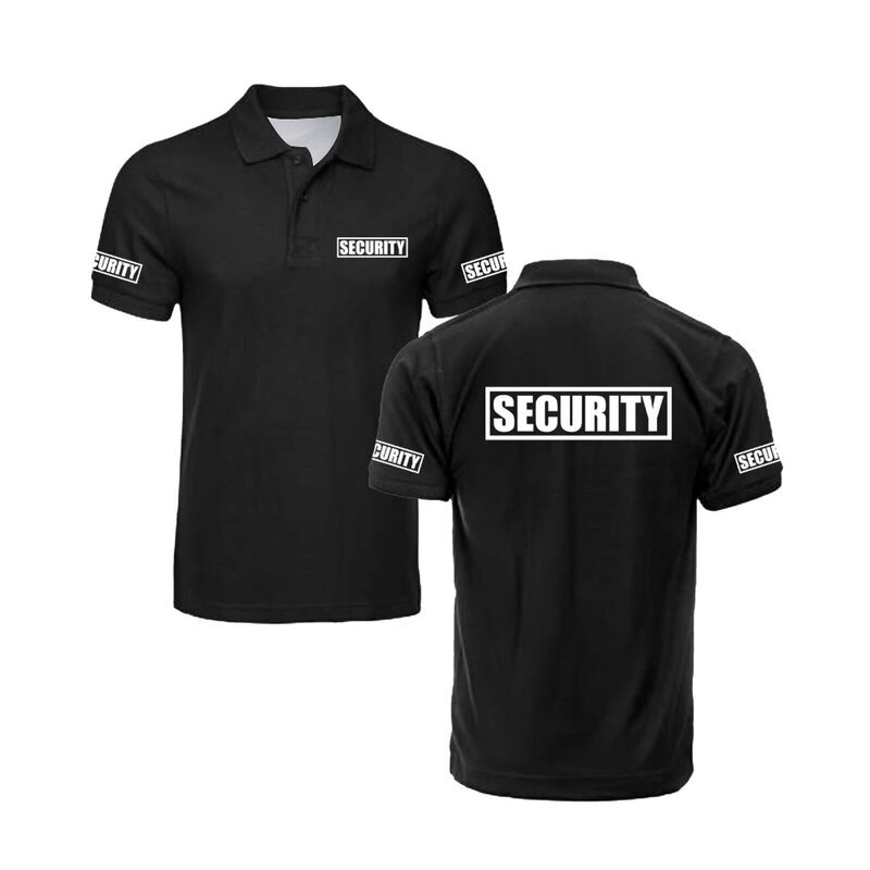 Kemeja Polo Security klasik, pakaian kerja seragam penjaga tubuh, pembelian, ringan dan lembut, kemeja Polo Golf unisex pria