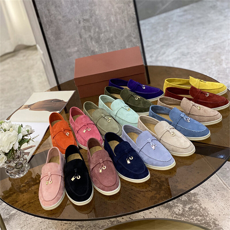 2023 Brand Women's Flat LP Loafers Lock Tassel Fashion Comfortable Soft Loafers Casual Women's Shoes Flats Ladies Shoes