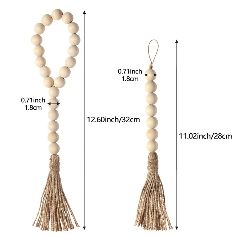 Boho Decorations Holiday Rustic Country Wood DIY Crafts Home Decor Wooden Beaded Garland Prayer Beads Wall Hanging
