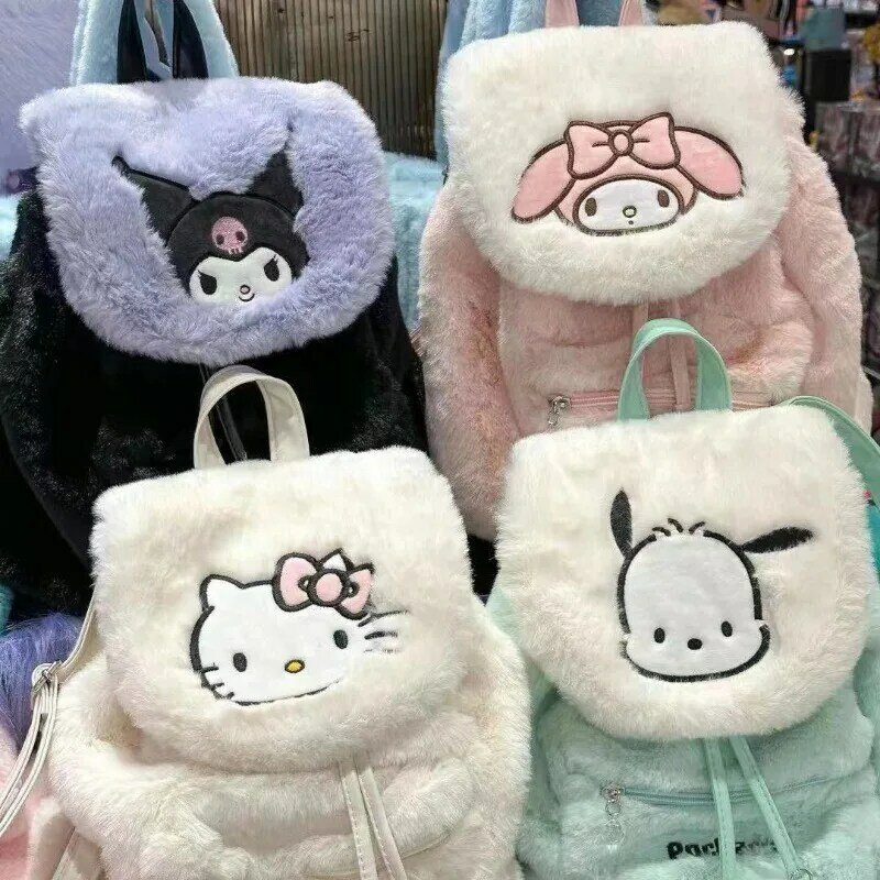 MBTI Plush Melody Womens Backpack Sweet Cute Casual Soft Fluffy Fashion College Style Backpack Kawaii Daily Luxury Female Bag