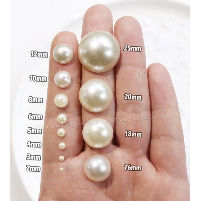 Bianco avorio Beige 2/3/4/6/8/10mm-25mm tutte le dimensioni imitazione perla plastica ABS mezza perlina allentata rotonda per Nail Art indumento artigianale fai da te