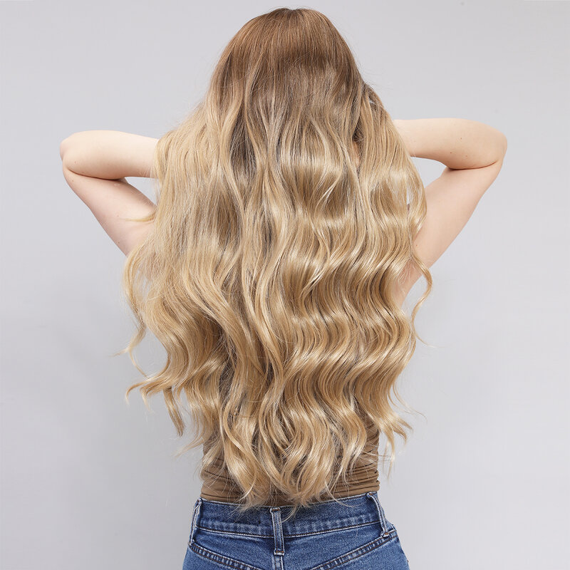 Smilco светлые волнистые кружевные передние парики для женщин длинные волосы синтетические T-Part 13X5X 1 кружевные передние вьющиеся парики ежедневное быстрое Термостойкое