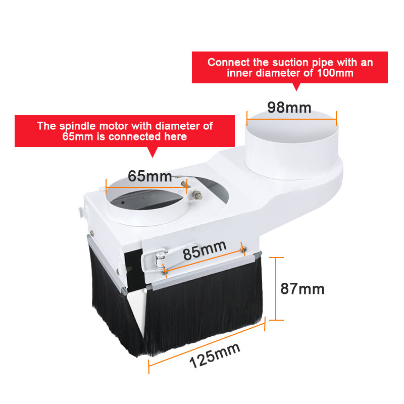 Dépoussiéreur de routeur CNC, machine à graver les chaussures, couvercle de broche, outils de nettoyage de brosse de travail, diamètre 65mm, 80mm, 100mm, 125mm, calcul