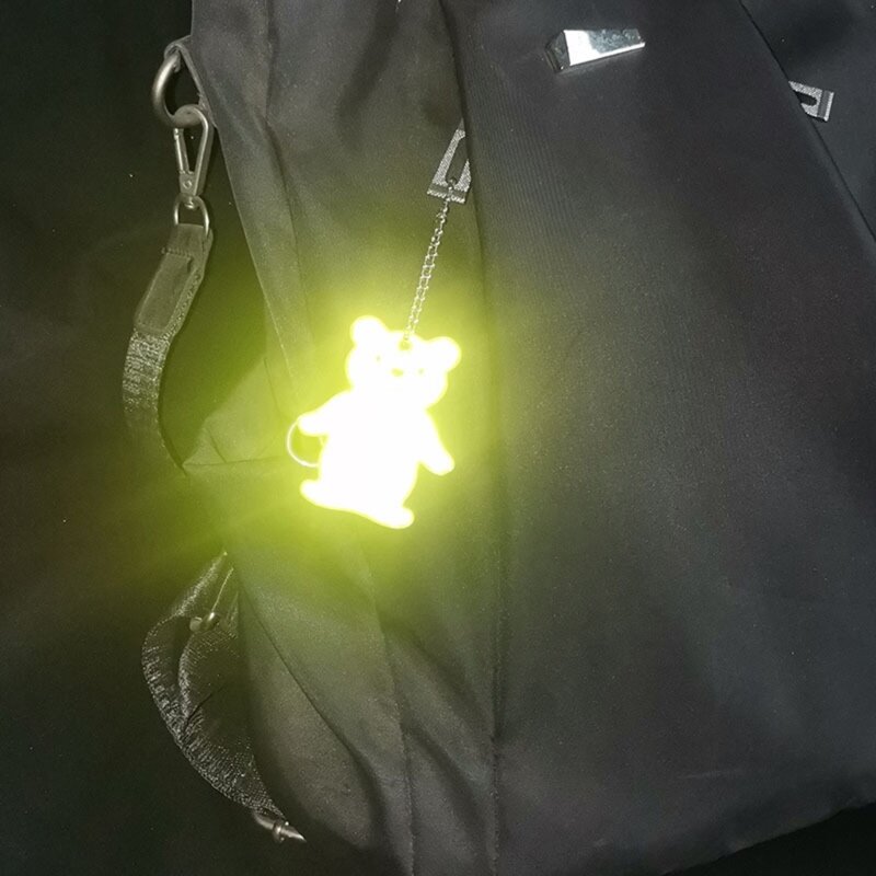 Reflective Bear Pendant Bag Keychain Night Safety Marker Reflective Keychain