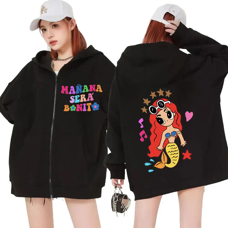 2024 Karol G Album Manana Sera Bonito grafis hoodie ritsleting Pria Wanita Mode musim dingin ukuran besar Sweatshirt ritsleting Unisex pullover