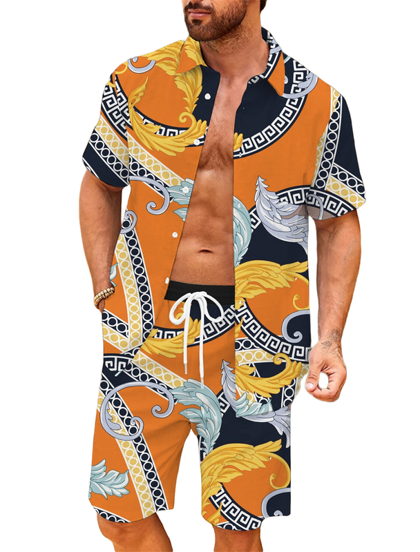 Camisa informal con estampado 3D para hombre, traje de pantalones de playa, talla grande, nueva moda de verano