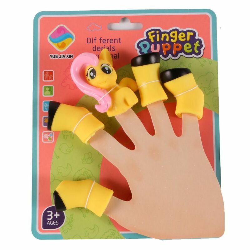 Burattini a mano Cartoon Finger Puppet Finger Doll Mini Doll Finger Puppet Toy Set Funky Rubber Mini Animal Hand Puppet