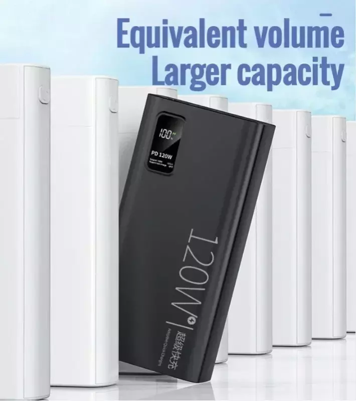 Banco de energía de carga superrápida para varios teléfonos móviles, 120W, 30000 mAh, 100% de capacidad suficiente para fuente de alimentación móvil
