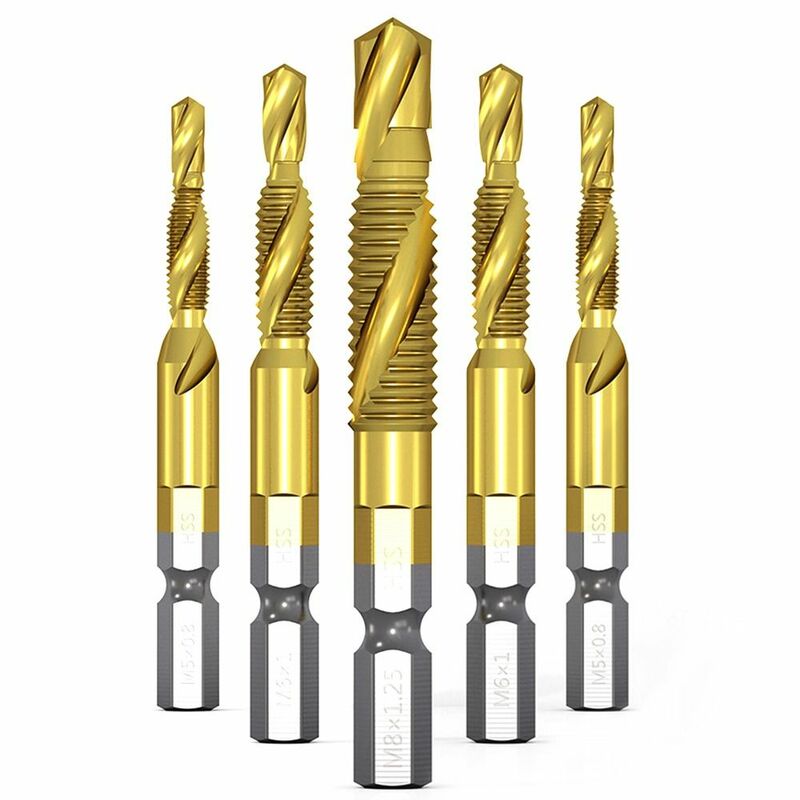 Forets à tarauds en spirale à tige dorée, outils à main utiles, HSS