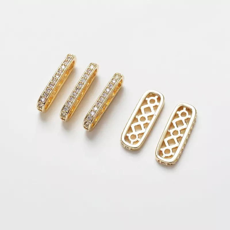 2 conectores de cadena de perlas de piezas, fijación para la fabricación de joyas, accesorios de collar hechos a mano, Latón chapado en oro de 14 quilates