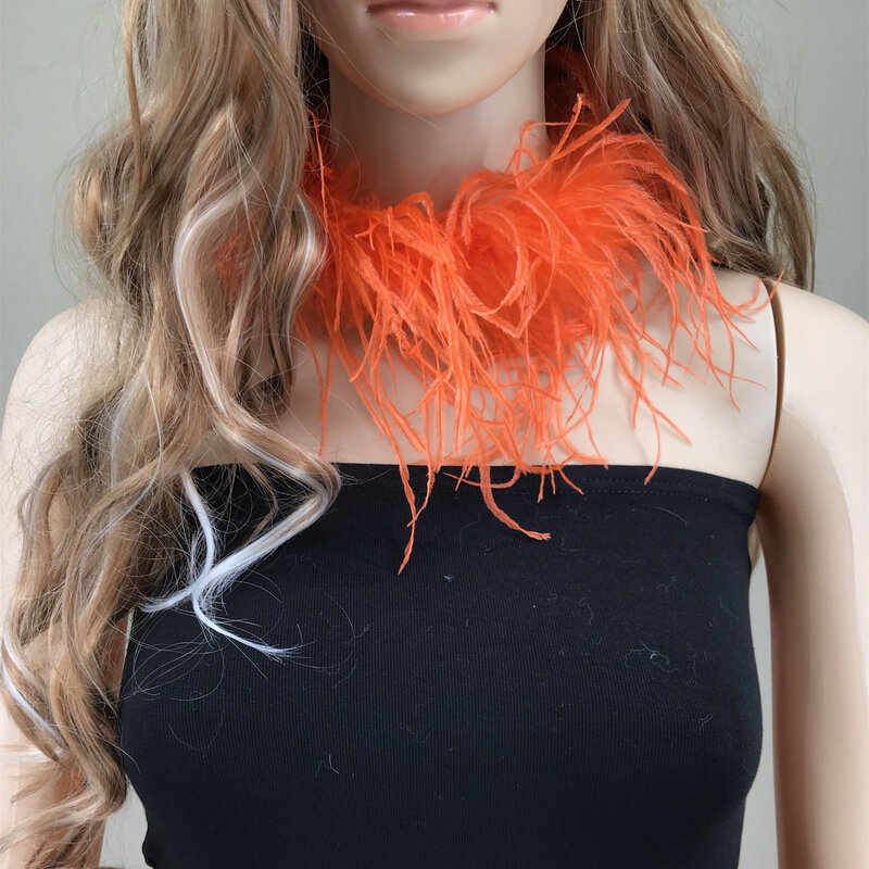Natural Ostrich Feather Women Pendant Necklace Chokers 2024 peach fuzz Luxury Beautiful Banquet Fashion Choker For Party