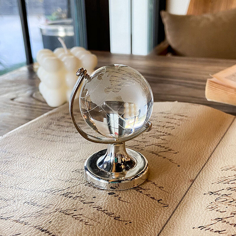 Globe débarrond transparent en cristal, globe débardécoratif pratique, carte universelle