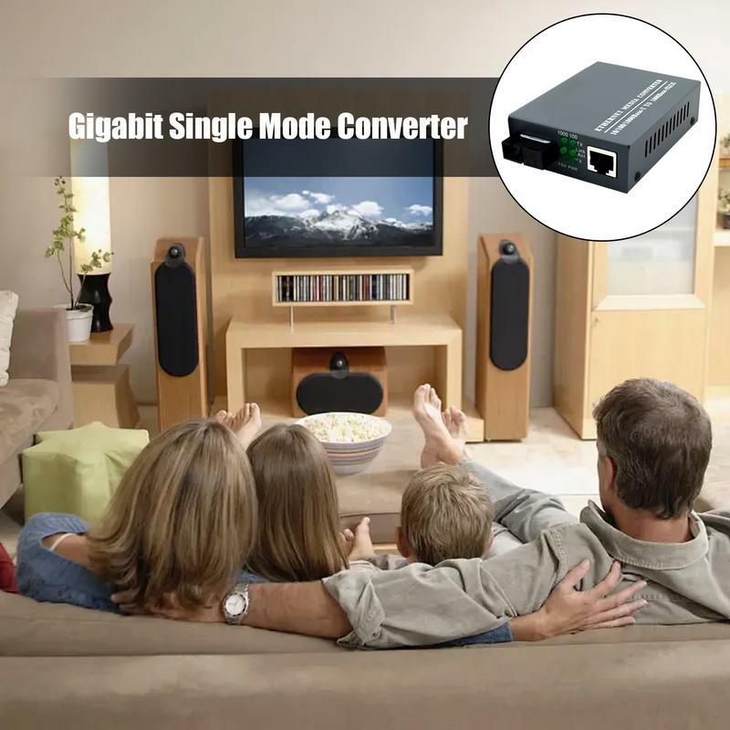 Convertitore multimediale in fibra convertitore monomodale Gigabit da 2 pezzi HTB-GS-03 alimentatore esterno Mini Gigabit con rilevamento automatico per la casa