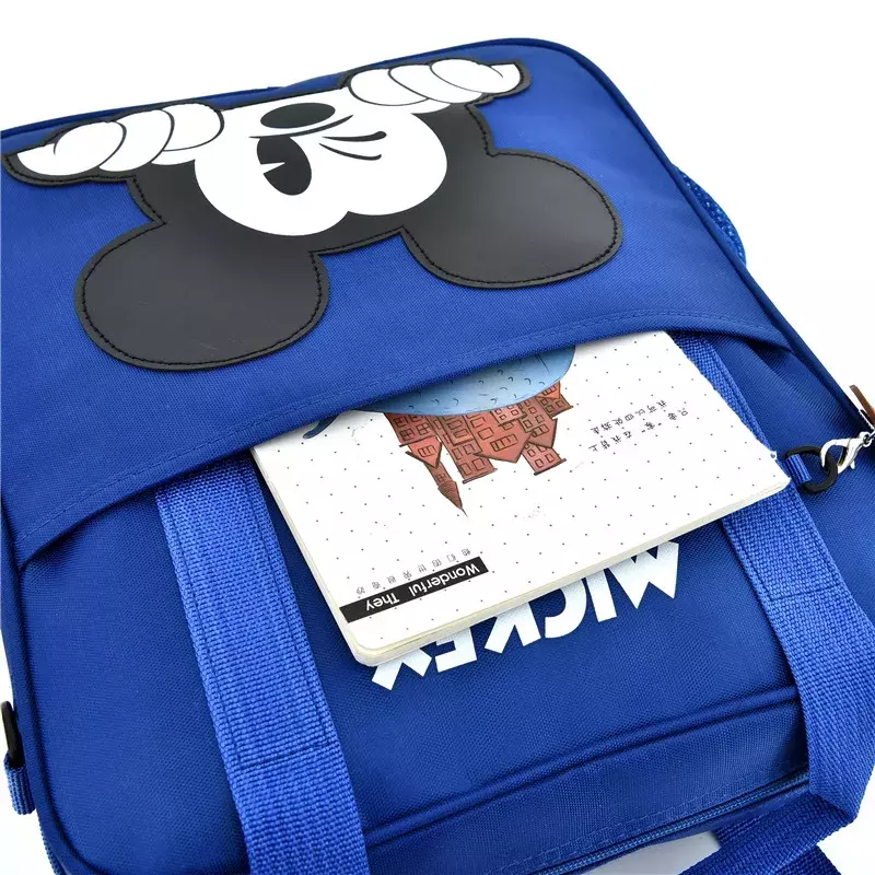 MINISO Disney Student Tutoring Bag Multifunctional Cartoon Mickey School Backpack Tote Handbag Document Bookbag Square Schoolbag