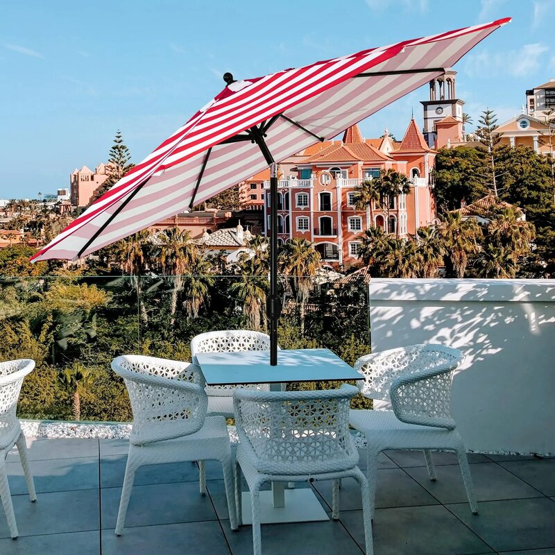 9' Patio Umbrella Outdoor Table Umbrella with 8 Sturdy Ribs (Red and White)