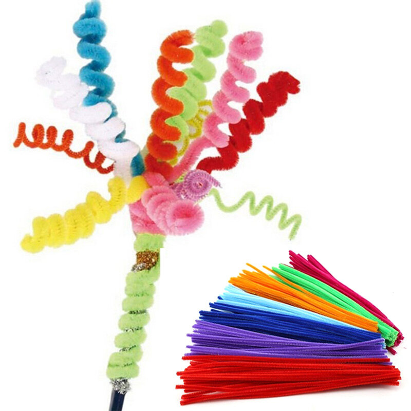 Pipe Cleaners 100 Pieces Chenille Stems 10 Assorted Colors Thick Fuzzy Chenille Stems for DIY Art & Craft Supplies