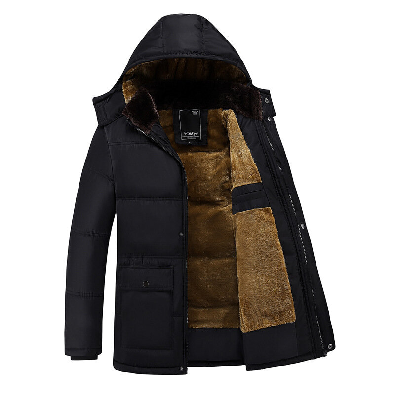 Alta qualidade quente inverno masculino veludo grosso casaco masculino de meia-idade e idosos algodão casaco masculino