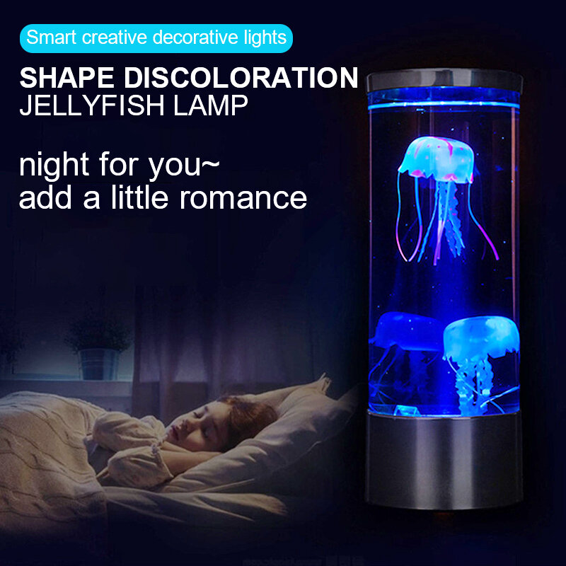 مصباح LED على شكل قنديل البحر مصباح إضاءة ليلي إبداعي متعدد الألوان متغيرة مصابيح على السرير مناسبة للمنزل وغرف المكتب والمكتب هدايا ديكور