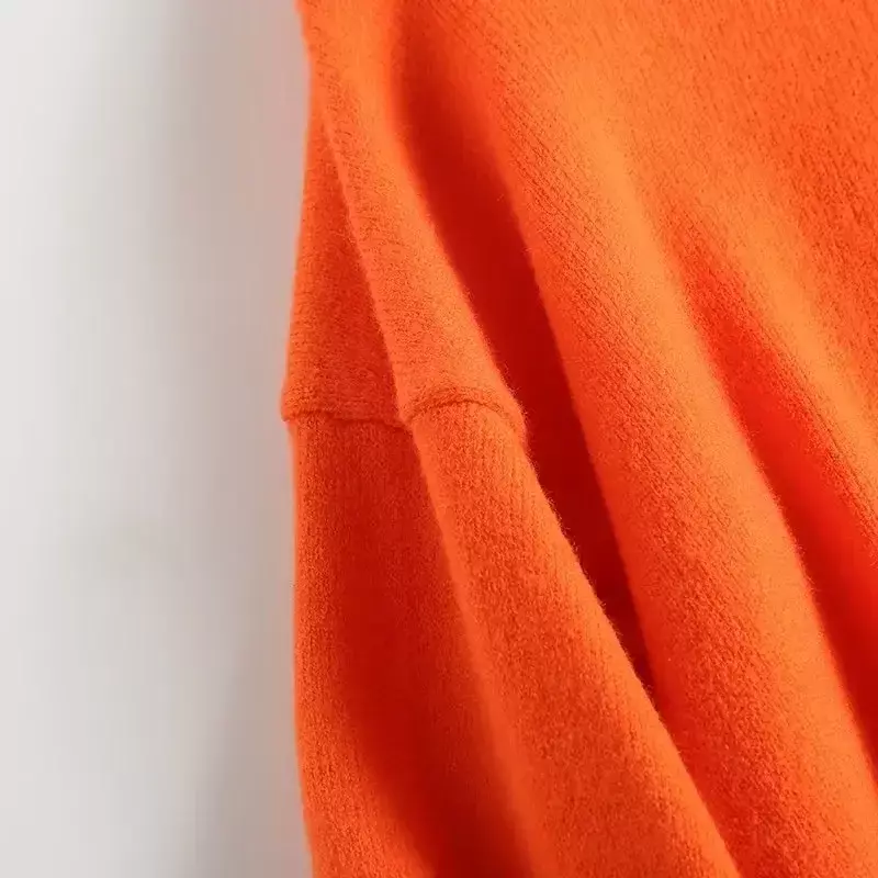 Женский джокер с расклешенными рукавами, длинный вязаный свитер с разрезом в стиле ретро, пуловер с круглым вырезом и длинным рукавом, шикарный топ, новинка 2023
