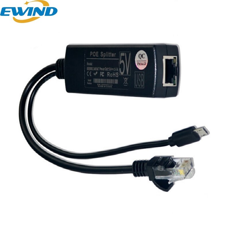 EWIND-Divisor Gigabit POE, 48V a 5V, 12V, Micro USB/tipo-c/DC 10/100/1000Mbps, potencia sobre Ethernet, para CISCO, HUAWEI y cámara