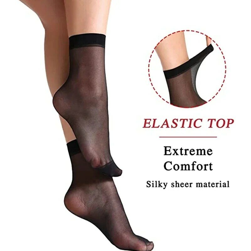Lot de 20 paires de chaussettes transparentes en nylon pour femmes, fines, en cristal, à la mode, courtes, pour l'été