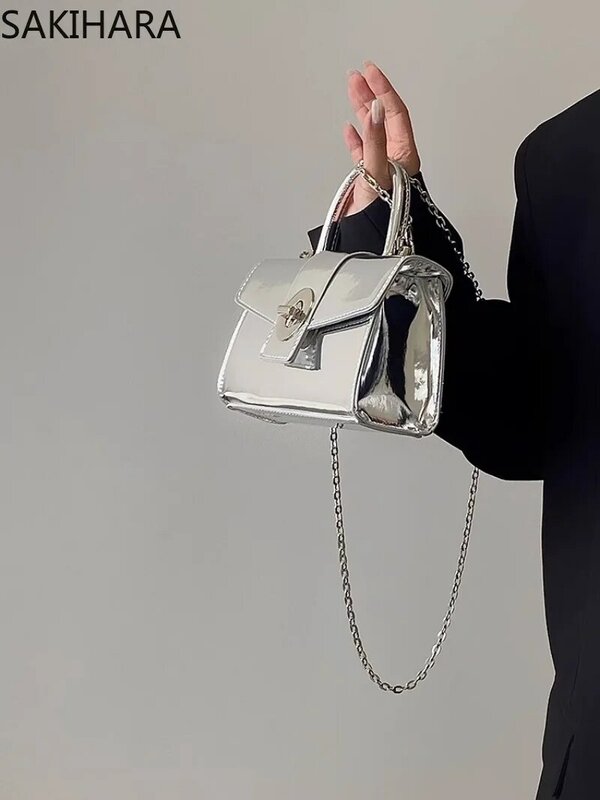 Crossbody Bags for Women Chains Designer Sliver Y2k Handbag for Ladies All Match Fashion Casual Aesthetic Bolsas Para Mujeres