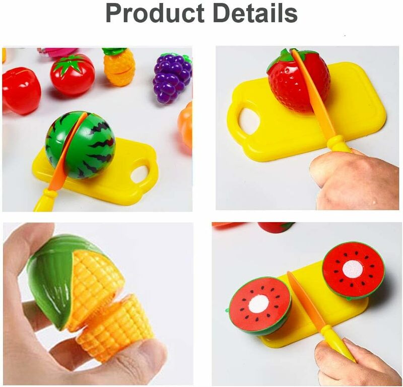 Cutting Fruits Vegetables Set Play Kitchen Plastic Cutting Food for Kids Pretend Play Kitchen Toys Educational Food Toy Children