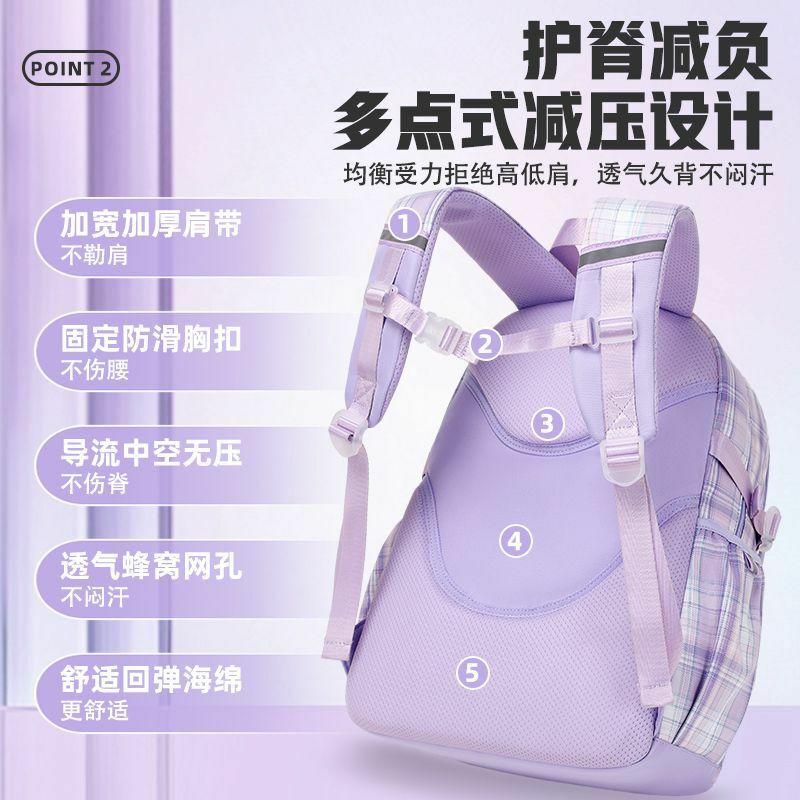 Sanrio Strawberry Bear Student Schoolbag, grande capacidade, Proteção da Coluna, Cartoon Children Backpack, Novo