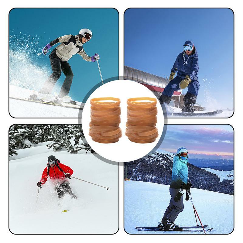 Tali penahan rem Ski 30 buah, pita penahan rem cincin karet, Perlengkapan Ski papan salju dan peralatan Ski mengikat untuk