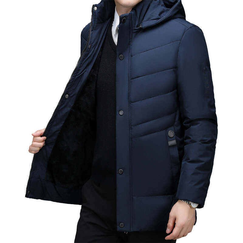 Zimowa kurtka długa, ciepła męska parki z polaru 2023 stójka jednolity kolor Parka w stylu Casual nowa, w stylu Streetwear mody damskiej