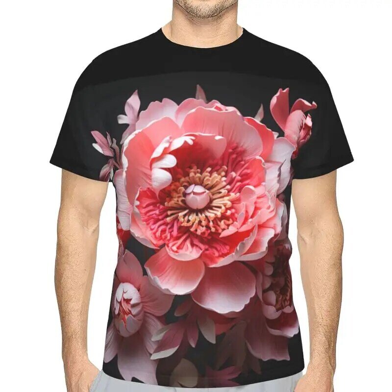 Camiseta de manga corta con estampado Floral en 3D para hombre, camiseta de calle informal a la moda, fresca, transpirable, Top suelto de gran tamaño, verano, Y2K