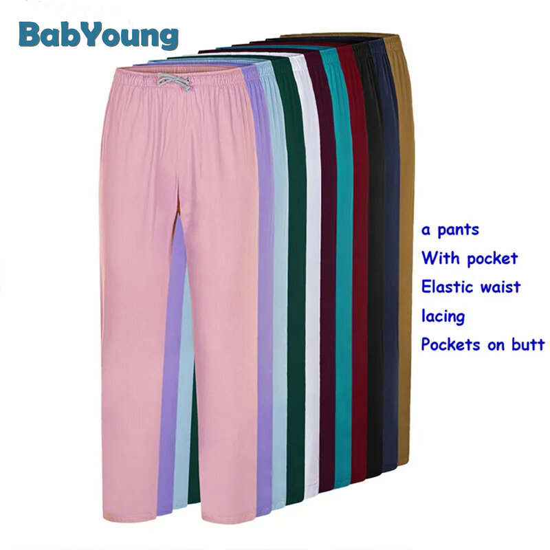 Babyoung Polyester Cotton Solid Color Beauty Pants Salon Nursing Pants Lab Pants Pet Shop Scrub Pants Elastic Tether Work Pants