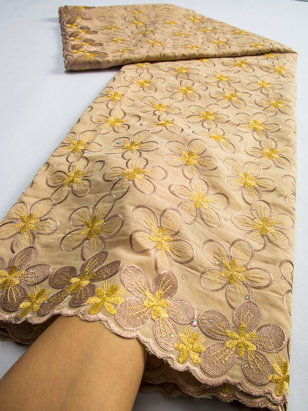 Kain renda Voile Swiss kualitas tinggi kain katun Afrika Nigeria dengan batu untuk gaun pesta malam wanita TY3230