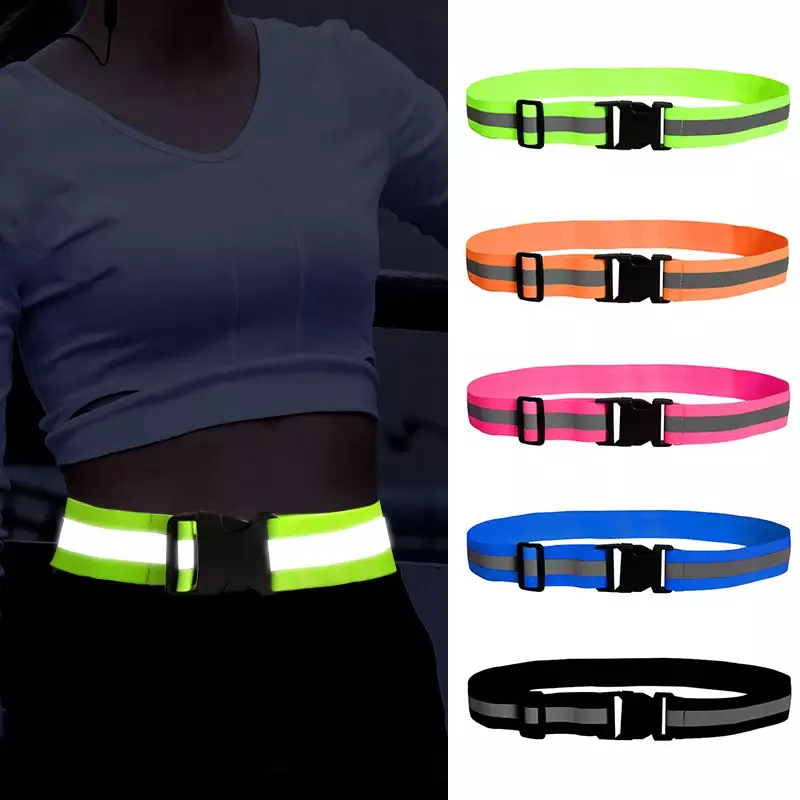 Cinturones reflectantes elásticos para correr, ciclismo, deporte, equipo de seguridad nocturno de alta visibilidad, cinturón reflectante ajustable para niños, hombres y mujeres