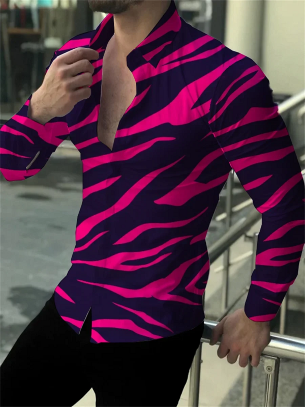 2023 Мужская рубашка модные повседневные дизайнерские Дизайнерские мужские топы на пуговицах с лацканами и длинным рукавом украшение вечерние для выпускного спорта спортзала