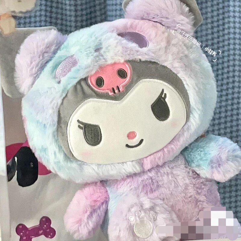 HelloKitty-juguete de peluche Tie Dye Kuromi para niños, muñeco de perro con melodía, canela, regalo de cumpleaños para novia