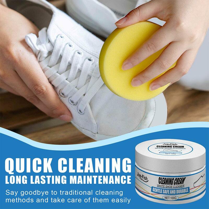 ครีมทำความสะอาดรองเท้าสีขาว100ก. การทำความสะอาดอเนกประสงค์การบำรุงรักษารองเท้าด้วยสีเหลืองและการทำให้ K8C0ขาวกระจ่างใส