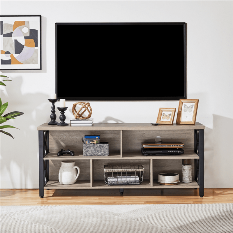 Industrial TV Stand para sala de estar, moderno TV Stand com armazenamento, móveis para casa, até 65"