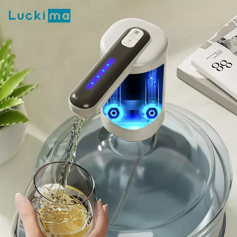 Double Pompa Kuat Air Otomatis Dispenser Air Portabel Botol Galon Switch Pompa USB Pengisian untuk Rumah Dapur Kantor