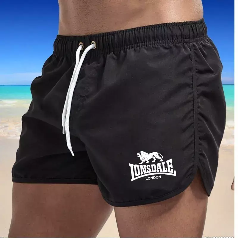 Męskie spodenki plażowe Lonsdale-Print Sportowe spodnie do biegania Szorty Stroje kąpielowe Ruch Szybkoschnące spodenki surfingowe Stroje kąpielowe