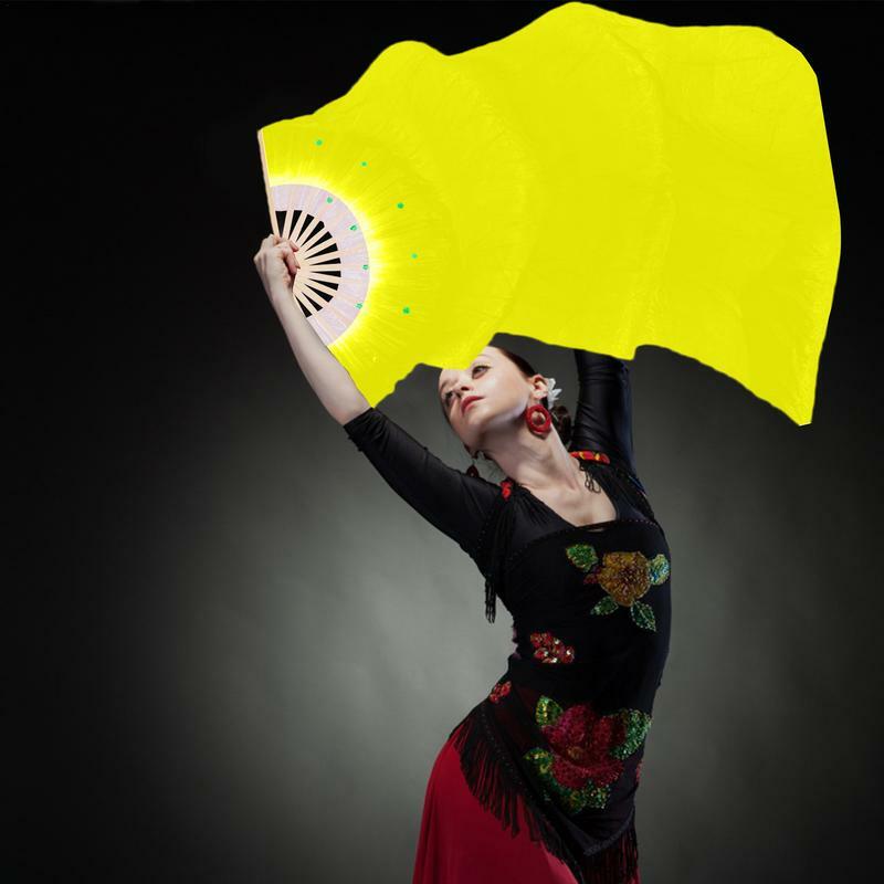 벨리 댄스 실크 팬, 1.8 미터 긴 벨리 댄스 팬, 두꺼운 갈비뼈, 다채로운 아름다운 춤 용품, 접이식 선풍기 베일