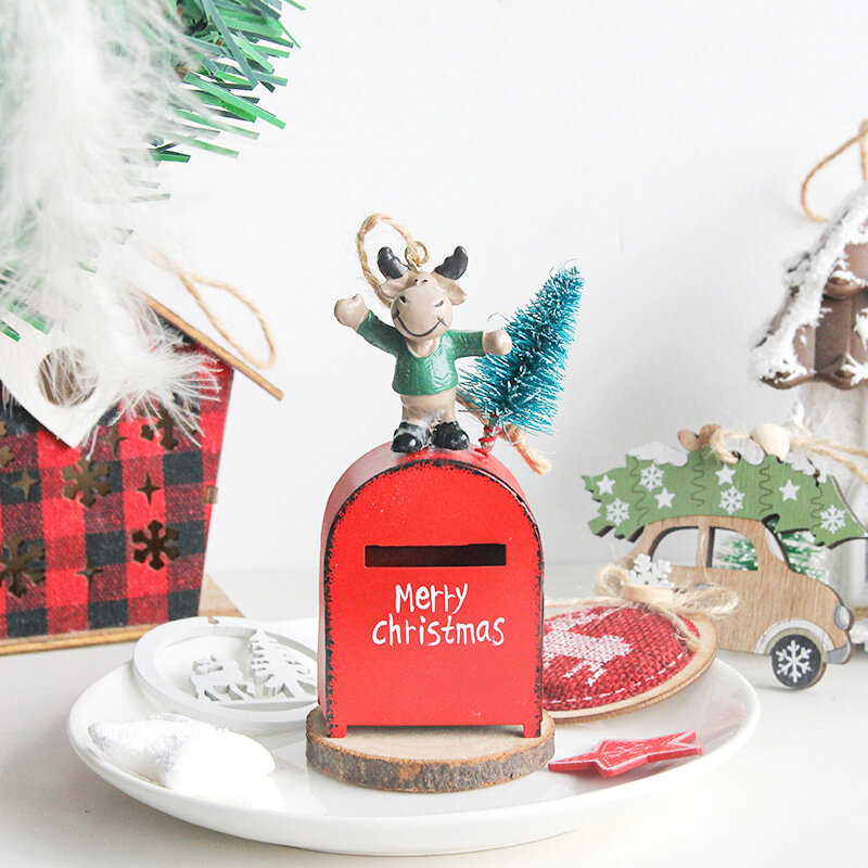 Christmas Mailbox Creative Jewelry Retro Iron Art Christmas Tree Pendant Arrange Props Pendants Christmas Decorations
