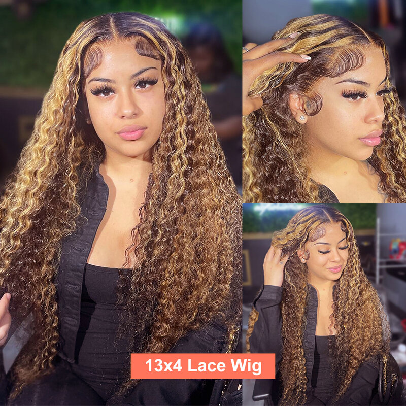 Wiggogo Highlight Blonde Lace Front Wig Human Hair 13X4 13X6 Hd Lace Frontal Wig Ombre Deep Wave Curly Lace Front Human Hair Wig